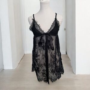 Elegant Black Lace Lingerie babydoll gothic glam vampy whimsy  OS